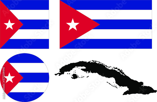 map of cuba with flag