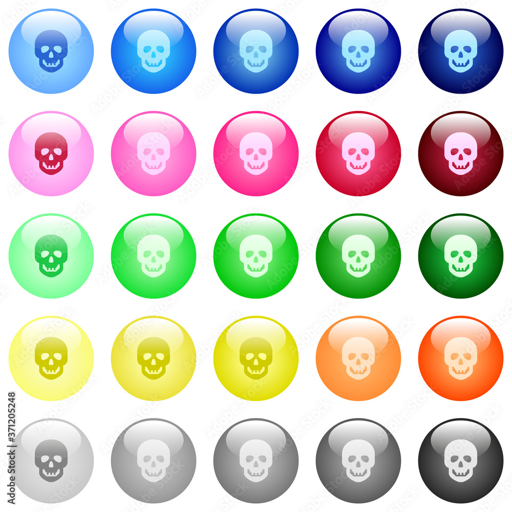 Human skull icons in color glossy buttons Human skull icons in color glossy buttons