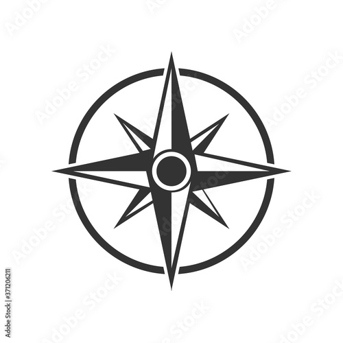 Black wind rose isolated on white