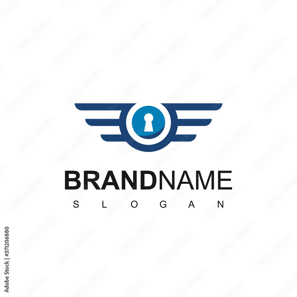 Fototapeta premium Secure Logo Design With Keyhole And Wings Symbol