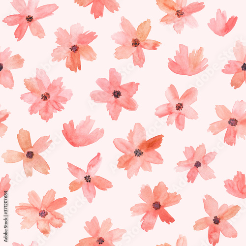 Watercolor flower seamless pattern. Hand drawn floral repeat pattern  abstract botanical design