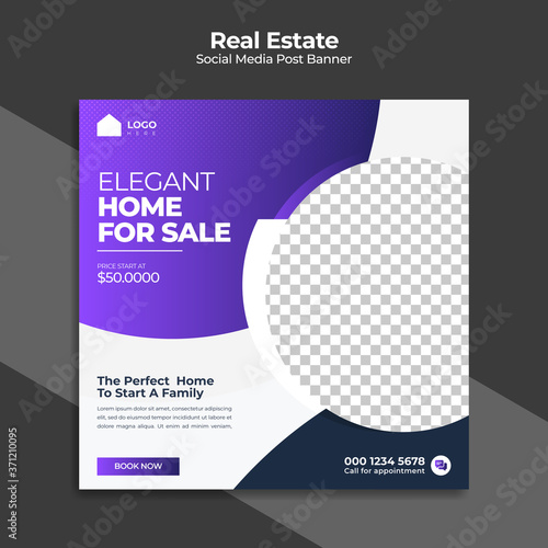 Home for sale real estate social media insta post design template