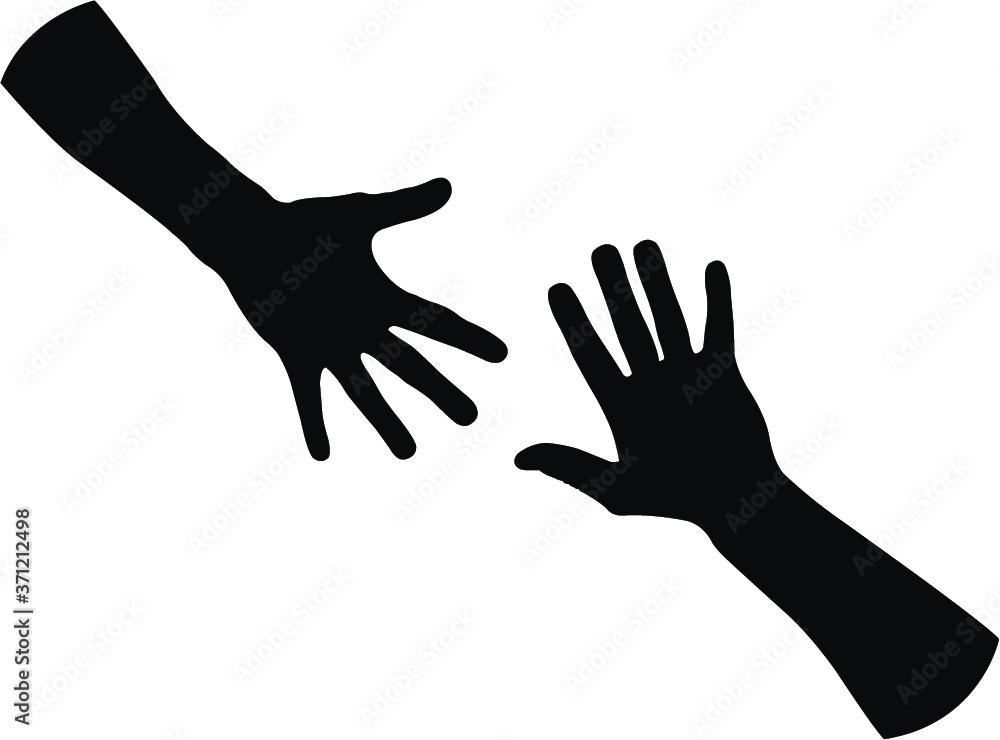 silhouette of hands isolated on white