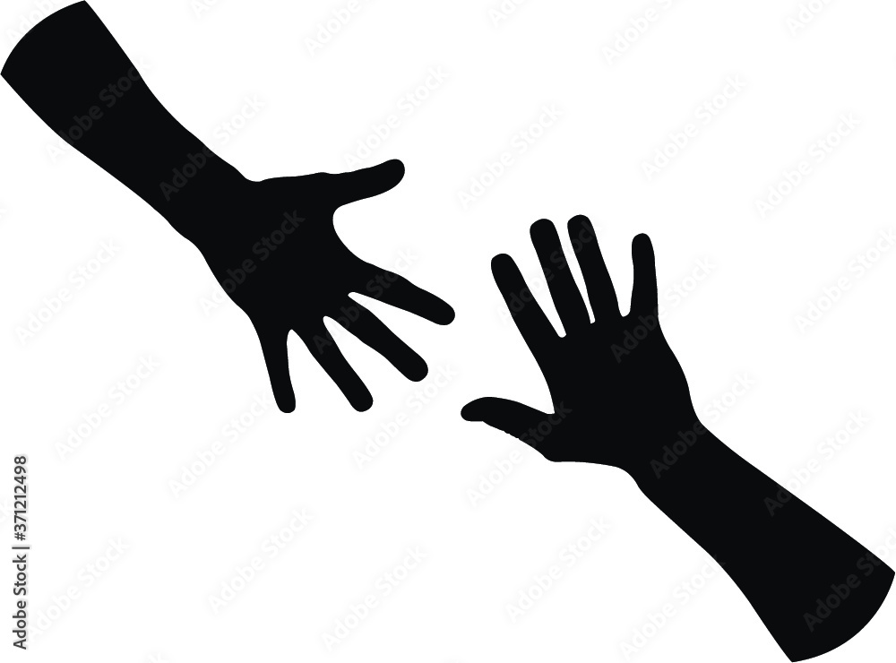 silhouette of hands isolated on white silhouette of hands isolated on white