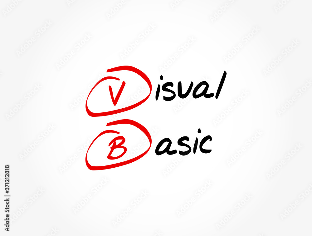 VB - Visual Basic acronym, technology concept background VB - Visual Basic acronym, technology concept background