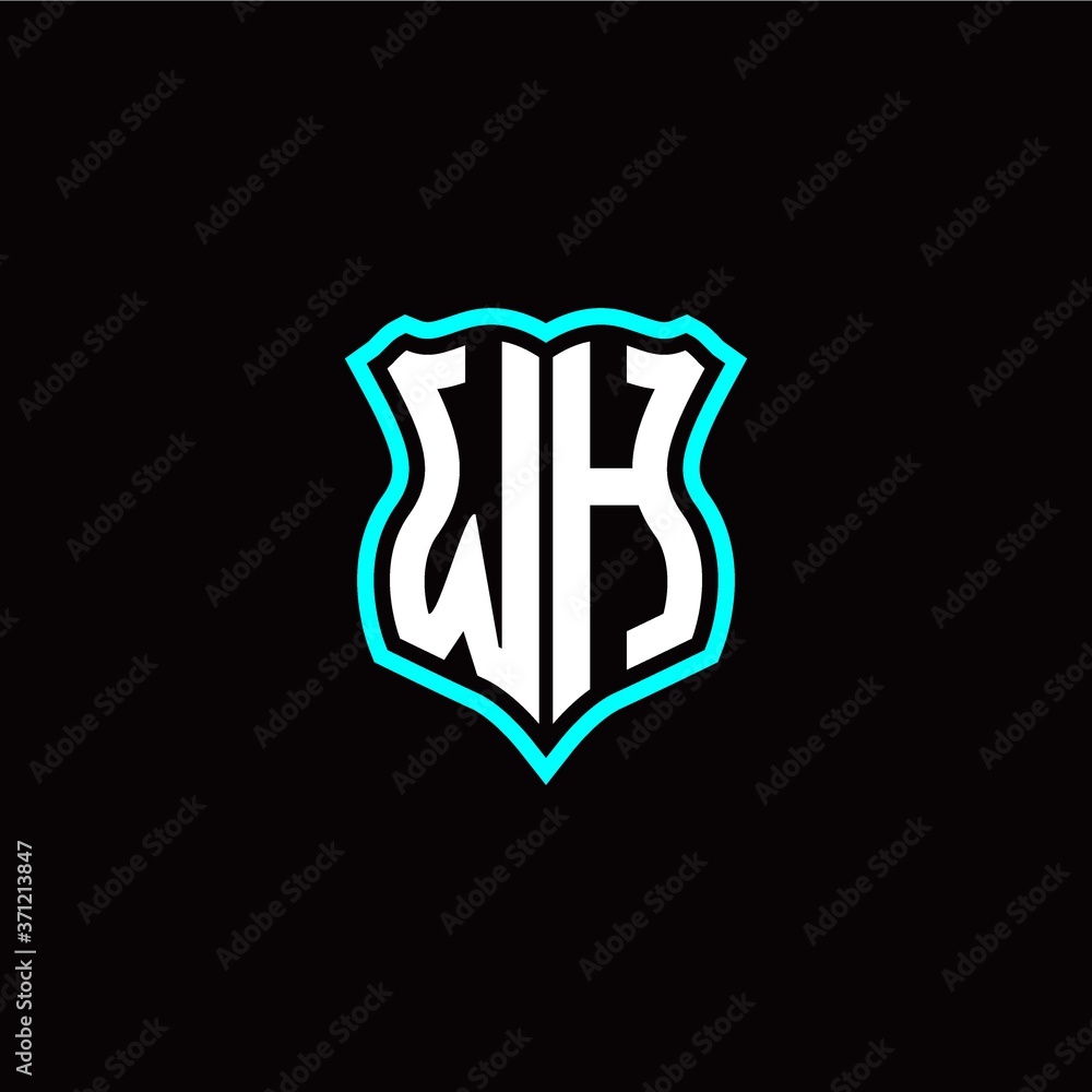 Initial W H letter with shield style logo template vector
