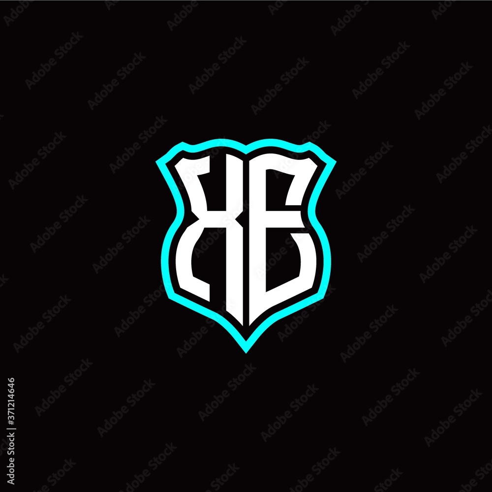 Initial X E letter with shield style logo template vector Initial X E letter with shield style logo template vector