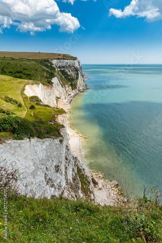 The White Cliffs of Dover and the English Channel in Kent, England