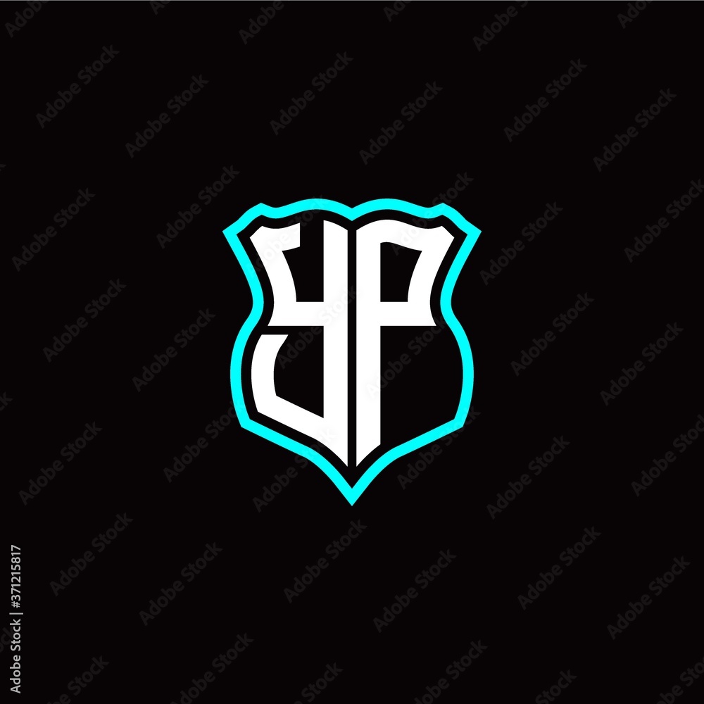 Initial Y P letter with shield style logo template vector Initial Y P letter with shield style logo template vector