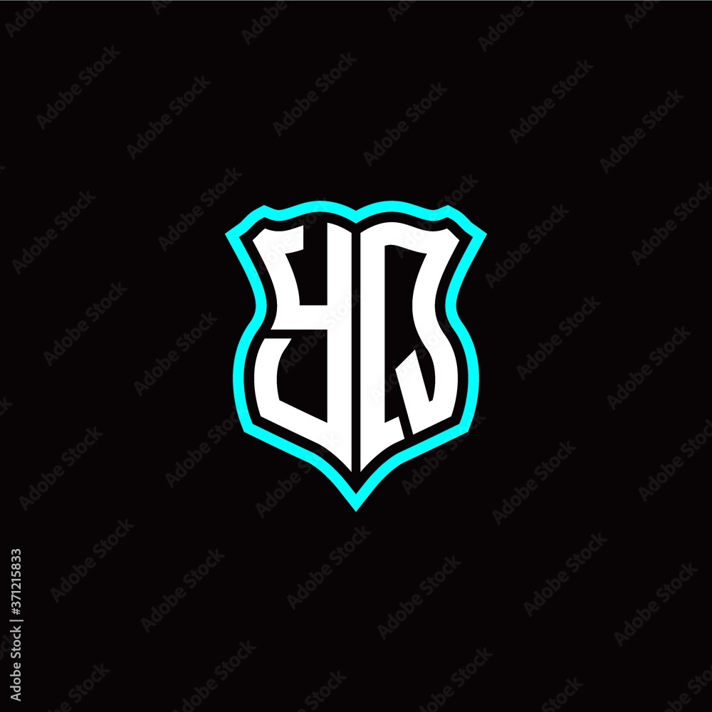 Initial Y Q letter with shield style logo template vector Initial Y Q letter with shield style logo template vector