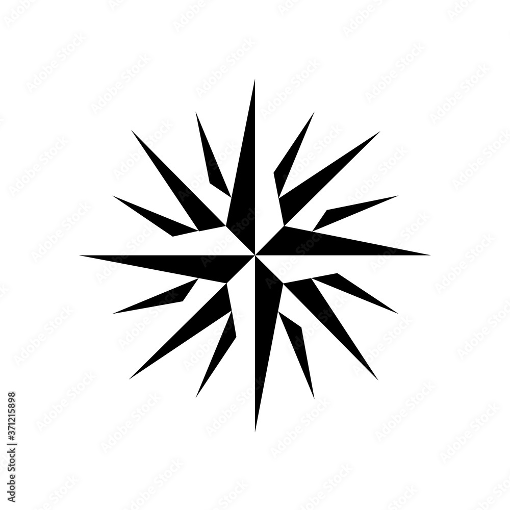 Fototapeta premium Black wind rose isolated on white.Vector illustration