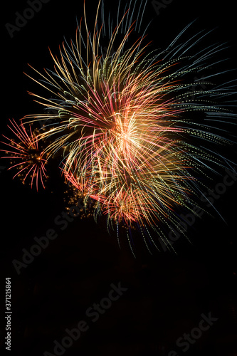 Amazing fireworks show in the dark sky