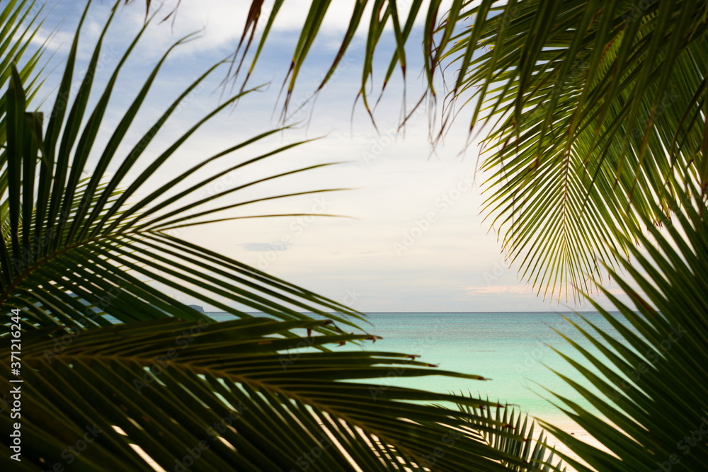Fototapeta premium Framed sea view. Boracay. Western Visayas. Philippines