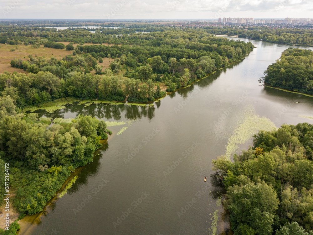 Aerial view of the Dnieper River in Kiev.