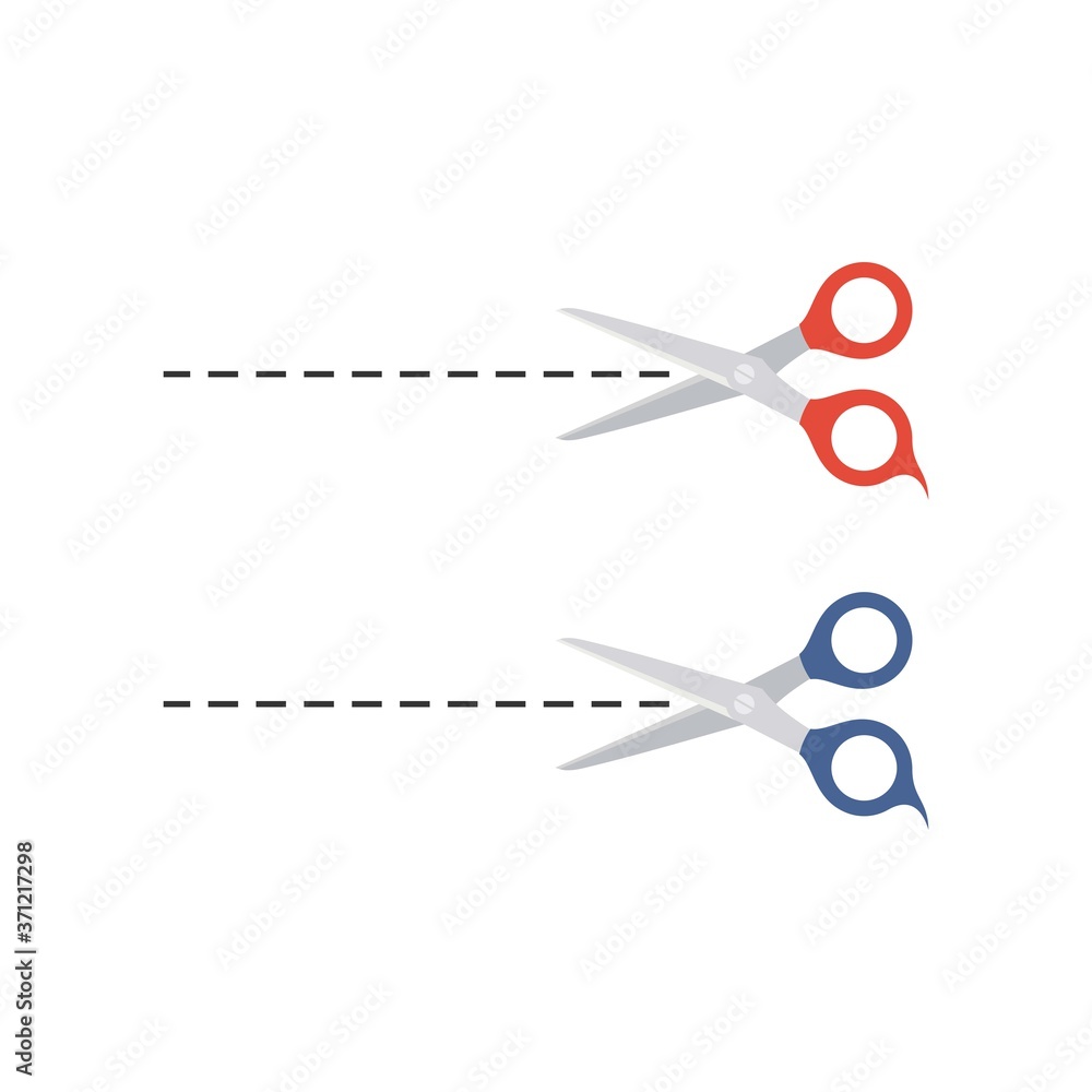 Open scissor with cut lines icon in white background Open scissor with cut lines icon in white background