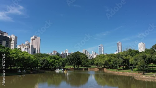 Aerial view of the tropical nature and lakes near the zoo in Goiania, Goias, Brazil 