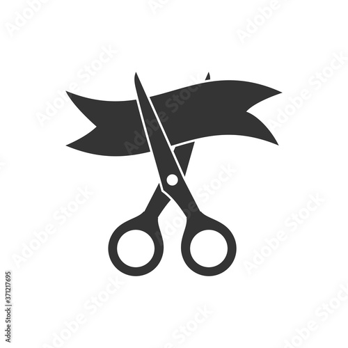 Scissors Cut The Ribbon Icon. Grand Opening Concept Symbol Design.