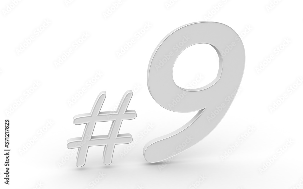 3D octothorp on white background