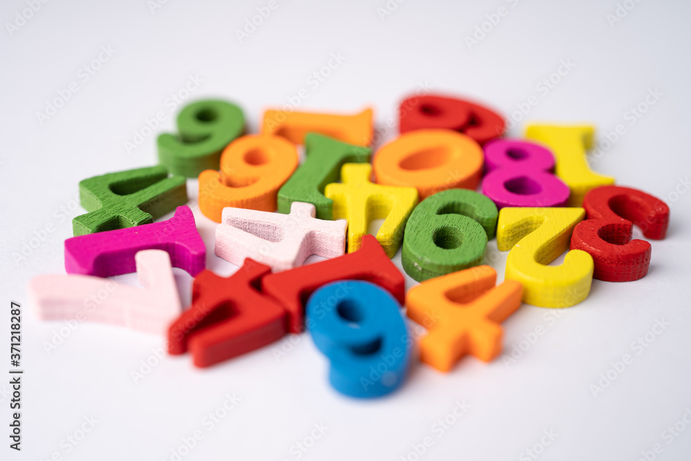 Math Number colorful on white background, education study mathematics learning teach concept. Math Number colorful on white background, education study mathematics learning teach concept.