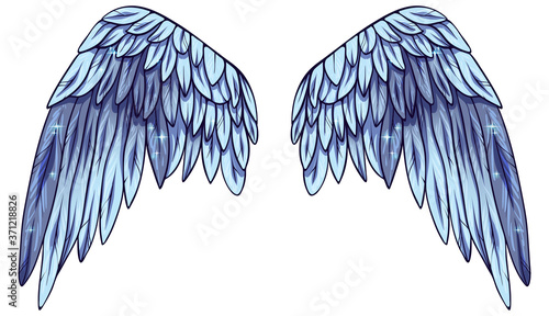 beautiful magic light blue angel wings, vector