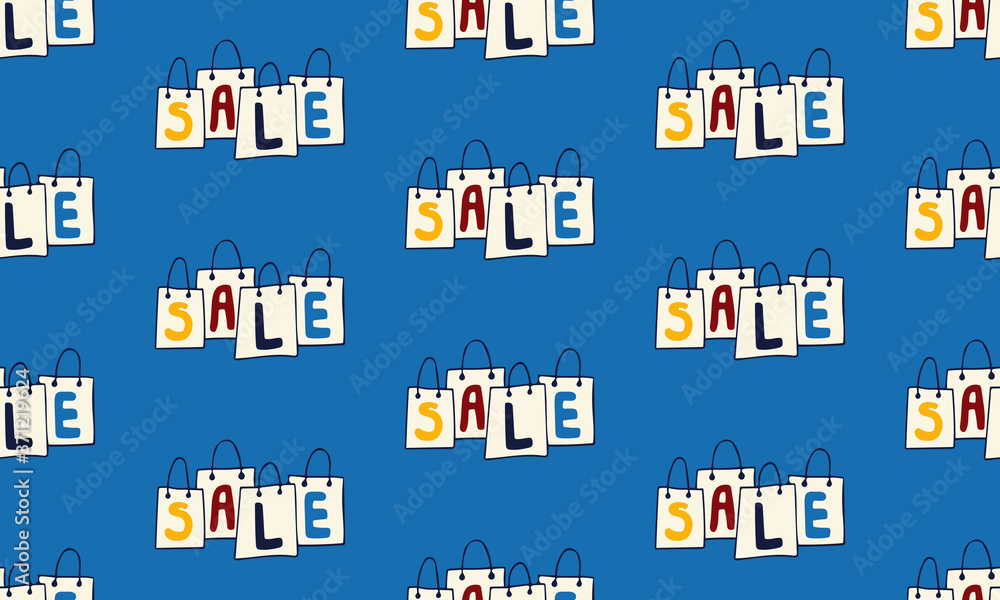 Vector template for black friday web banner or poster. Hand drawn doodle illustration of sale and discount icons. Online shopping