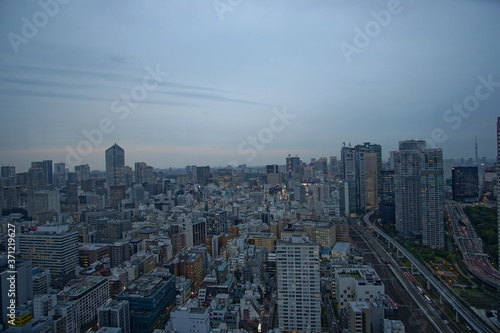 Beautiful urban cityscape with Tokyo city under twilight sky