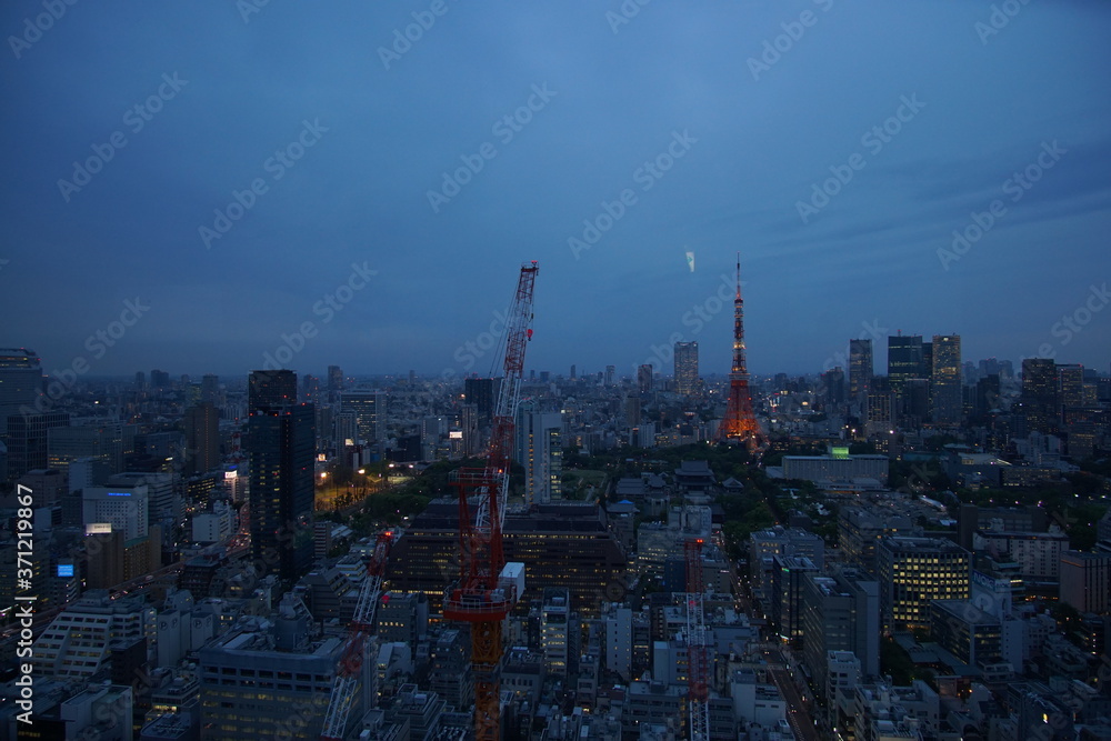 Beautiful urban cityscape with Tokyo city under twilight sky