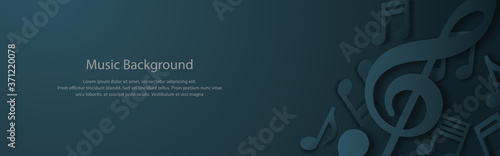banner music note background, beautiful banner black background