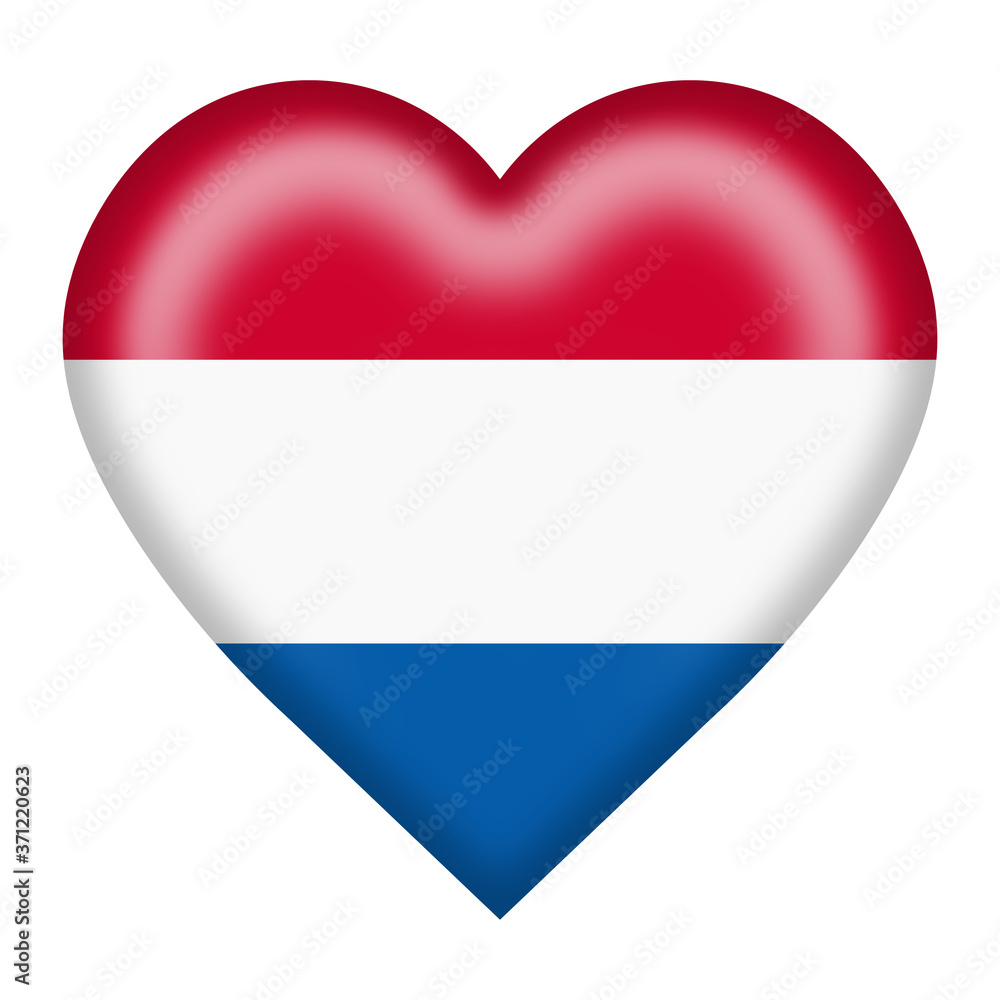 Netherlands flag heart button isolated on white with clipping path 3d illustration Netherlands flag heart button isolated on white with clipping path 3d illustration