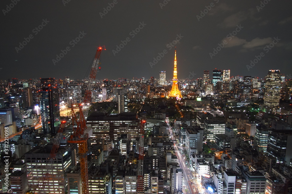 Tokyo at Nigh view of Tokyo tower, Tokyo city skyline, Tokyo Japan