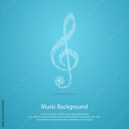Music note white color on the blue background