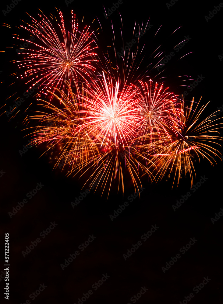 Amazing fireworks show in the dark sky Amazing fireworks show in the dark sky