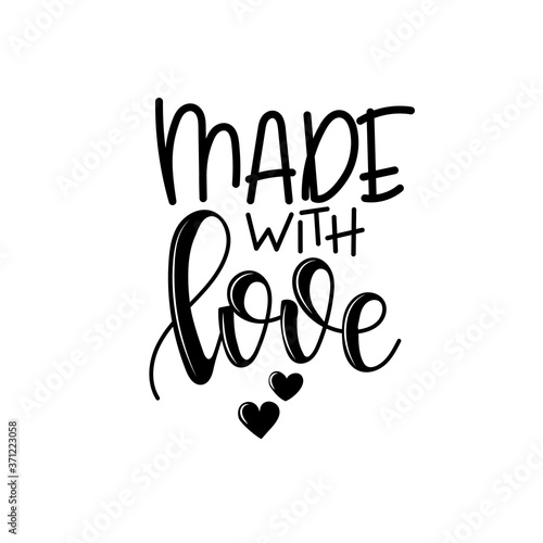 Made with love lettering, motivational quote for handicraft market. Humorous quote for a person whose hobby is hand made. Vector 