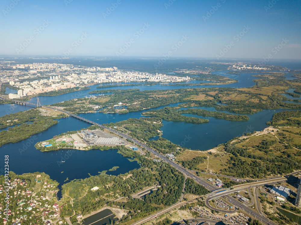 High view of Kiev and the Dnieper river.