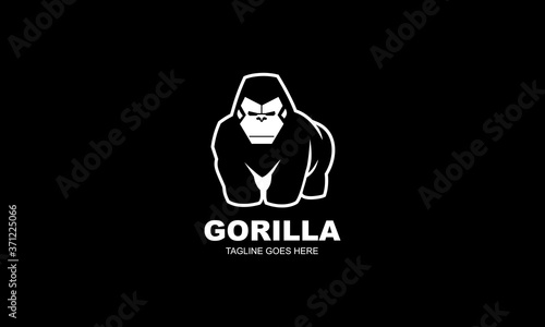 Simple Gorilla Logo Design - Big Black Monkey Vector Illustration