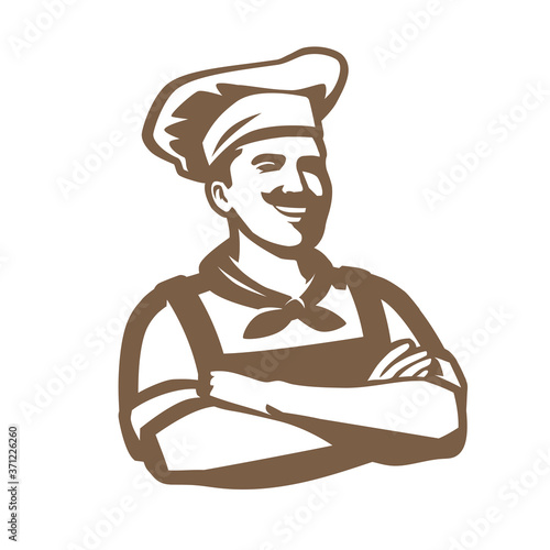 Fototapeta Naklejka Na Ścianę i Meble -  Chef with hat logo. Restaurant, cooking, cuisine symbol