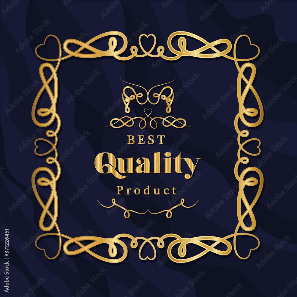 Fototapeta premium Best quality product with gold ornament frame design of Decorative element theme Vector illustration