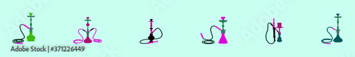 set hookah design template with various models. vector illustration
