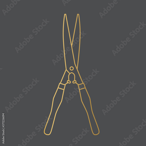 golden hedge trimmer icon- vector illustration