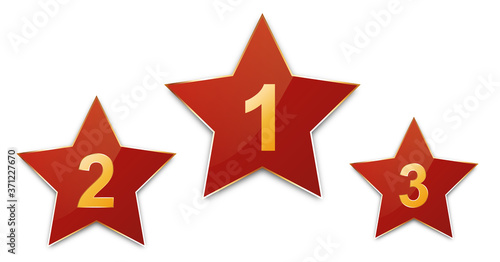 3 red stars with gold frame for customer produkt rating