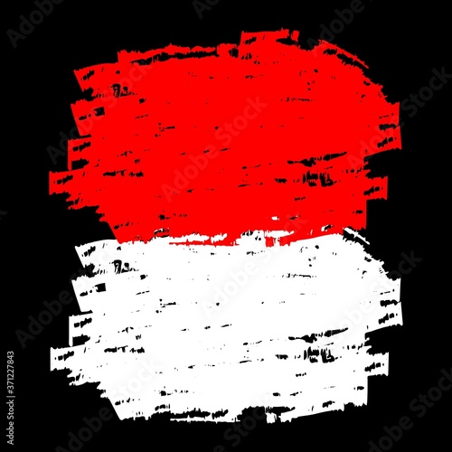 Brush strokes. Set of vector brushes. Grunge design elements. Splash of ink. Banners are painted roughly red and white.