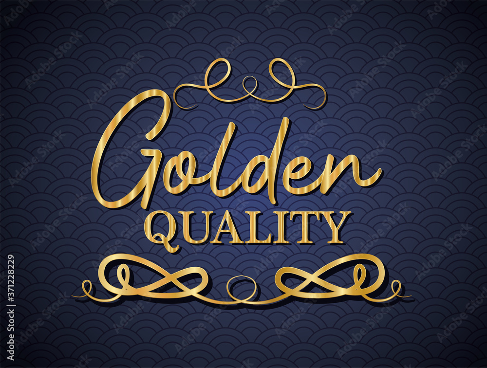 Golden quality with gold ornament design of Decorative element theme Vector illustration