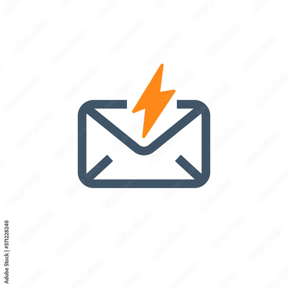 Thunder Message icon. Lightning mail post post letter document image vector Thunder Message icon. Lightning mail post post letter document image vector