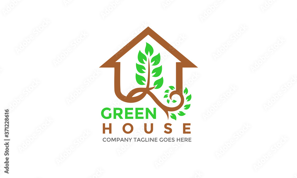 Green House Logo - Home Nature Real Estate Vector Green House Logo - Home Nature Real Estate Vector