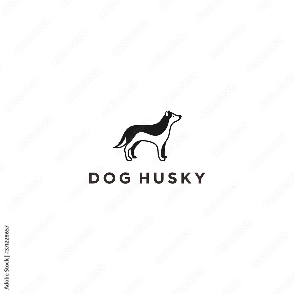 husky dog logo. pet icon