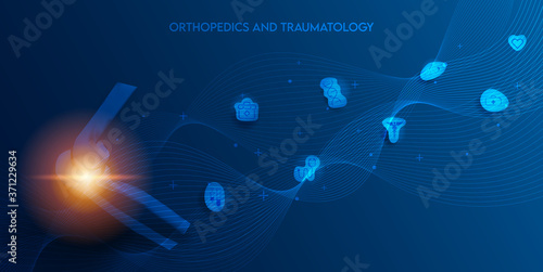 Technology for treatment of bone elbow injury. Abstract traumatology and orthopedics. Medical science in the hospital for body joints.