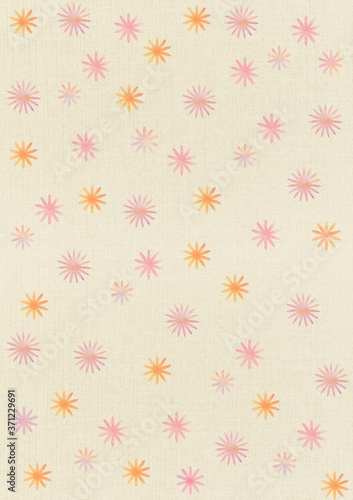 水彩で描いた小さい花のパターン 和紙の背景
