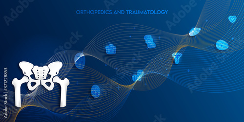 Technology for treatment of hip and pelvis Abstract traumatology and orthopedics. Medical science in the hospital for body joints.