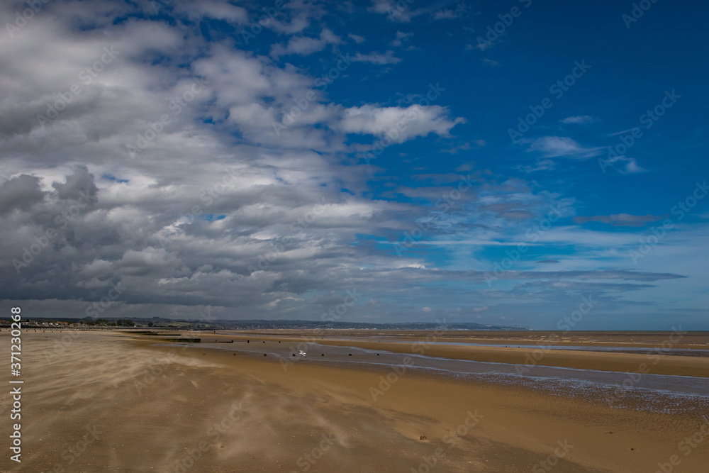 Deserted beach at Dymchurch, Kent, England