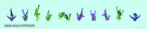 vector illustration of man sky diving design template with various models on blue background